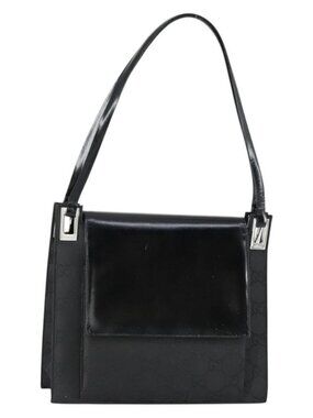 Authentic GUCCI GG Canvas Shoulder Bag Nylon Black Silver 001 3132